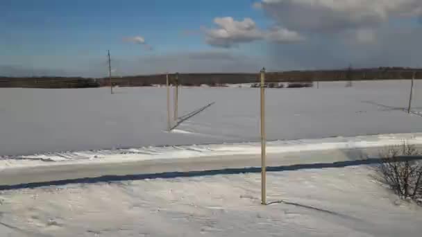 Widok Lotu Ptaka Autostradę Opadach Śniegu — Wideo stockowe