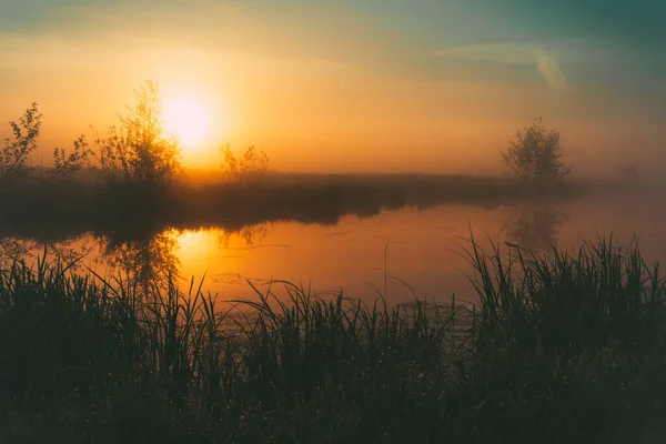 Misty Dawn River Wonderful Morning City — Stock Photo, Image