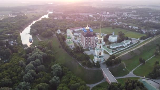 Вид Воздуха Успенский Собор Рязанского Кремля — стоковое видео