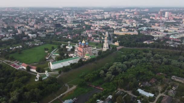 Aerial View Assumption Cathedral Ryazan Kremlin — Stock Video