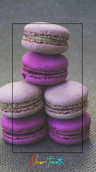 Macaron Ist Eine Französische Süßigkeit Aus Eiweiß Zucker Und Gemahlenen — Stockfoto