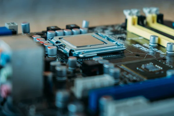 Computerchip Großaufnahme Blick Auf Den Prozessor Motherboard Ohne Verarbeitung — Stockfoto