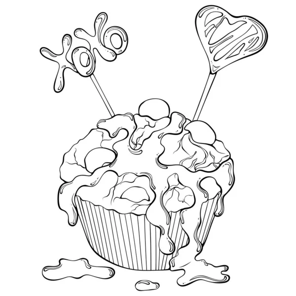 Muffin s rozpuštěnou čokoládou — Stockový vektor