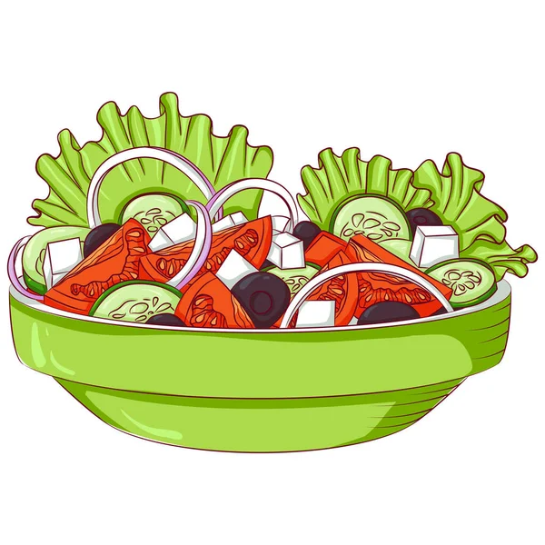 Greek salad Mediterranean cuisine — Stock Vector