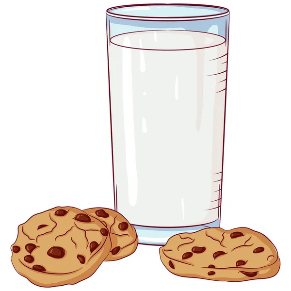 Egy pohár tej sütivel — Stock Vector