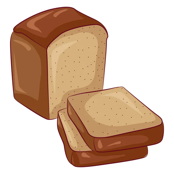 Нарізаний житньо-коричневий квадратний хліб — стоковий вектор