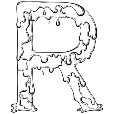 Akış damlaları olan R harfi