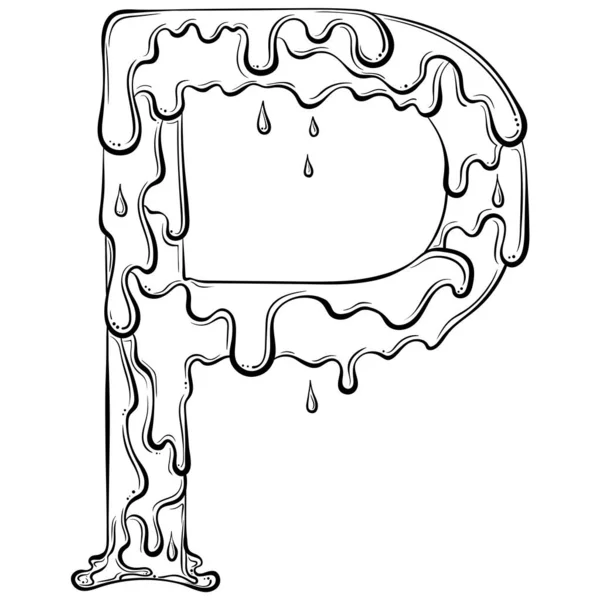 Літера P з краплями потоку — стоковий вектор