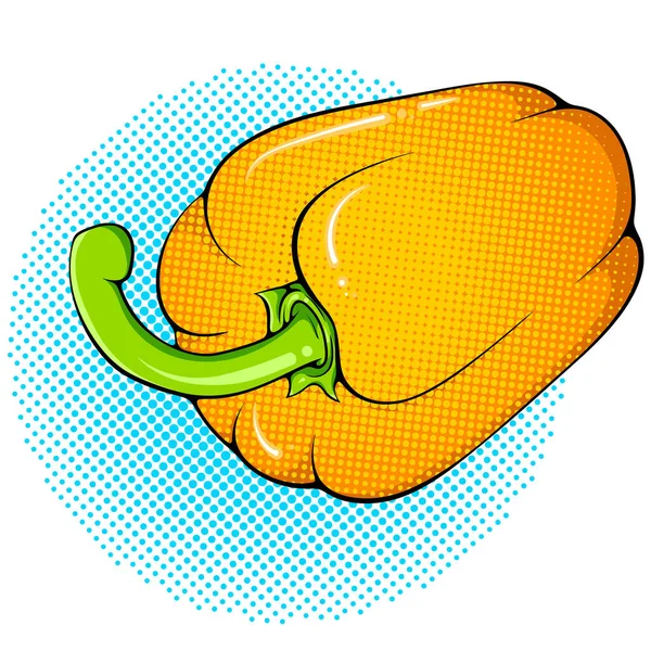 Whole Orange Lying Pepper Paprika Illustration Vegetable Close Vector Bright — стоковый вектор