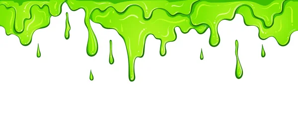 Green Dripping Paint Vector Dripping Liquid Isolated White Colored Slime — Stock Vector