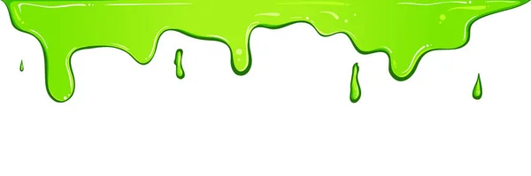 緑の滴下塗料 白に単離されたベクトル滴下液体 色のスライムが流れる 絵具の漏れ — ストックベクタ