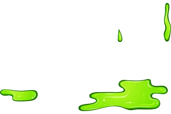 Grüne Farbflecken Vektor Tropfende Flüssigkeit Isoliert Auf Weiß Farbige Schleimtropfen — Stockvektor