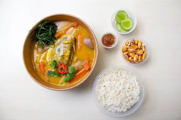 Parihuela Una Sopa Pescado Marisco Típica Costa Peruana — Foto de Stock