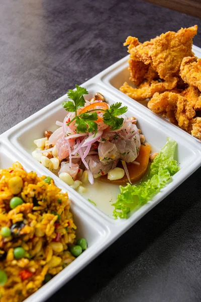 Klasik Ceviche + şöförlü balık + balık örümceği