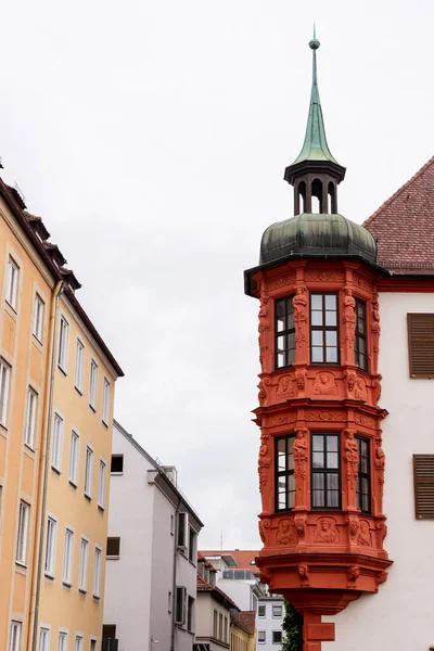 Prohlídka Města Wurzburg Bavorsko Německo Živé Červené Architektonické Detaily Bischfliches — Stock fotografie