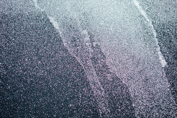 Texture Détaillée Abstraite Ornementale Des Cristaux Glace Congelés Sur Voiture — Photo