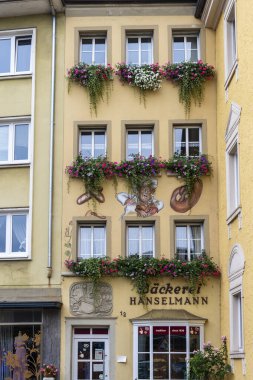 Wrzburg, Germany - Hanselmann Bakery in an yellow vintage apartment house in historic part of German city Wrzburg.
