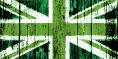 Union Jack flag representing green and environmental actions in the United Kingdom of Great Britain