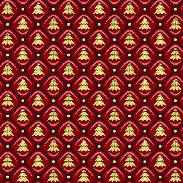 Motif Sans Couture Avec Une Texture Revêtement Cuir Rouge Arbre — Image vectorielle