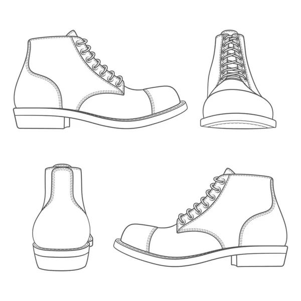古典的な靴で黒と白のイラストのセット 白い背景に独立したベクトルオブジェクト — ストックベクタ