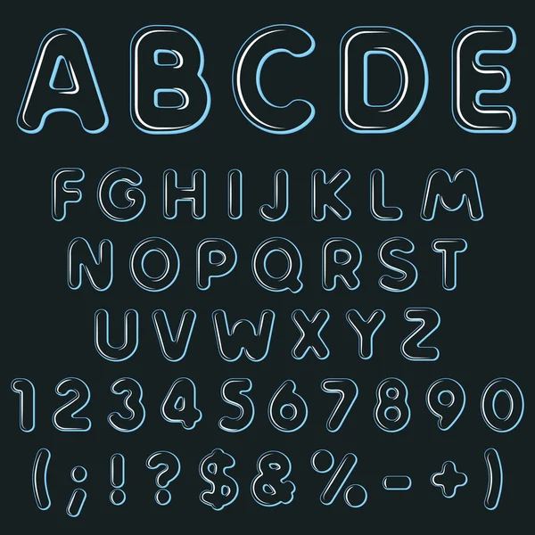 Αλφάβητο Γράμματα Αριθμοί Και Πινακίδες Από Διάφανο Αέρα Φουσκωτά Μπαλόνια — Διανυσματικό Αρχείο