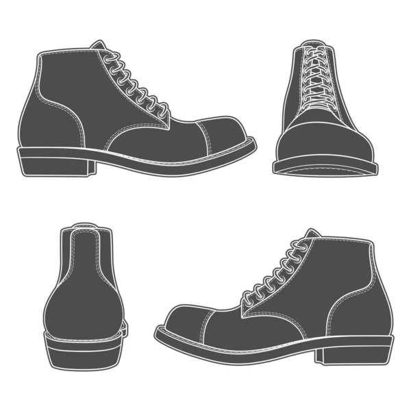 古典的な靴で黒と白のイラストのセット 白い背景に独立したベクトルオブジェクト ロイヤリティフリーのストックイラスト