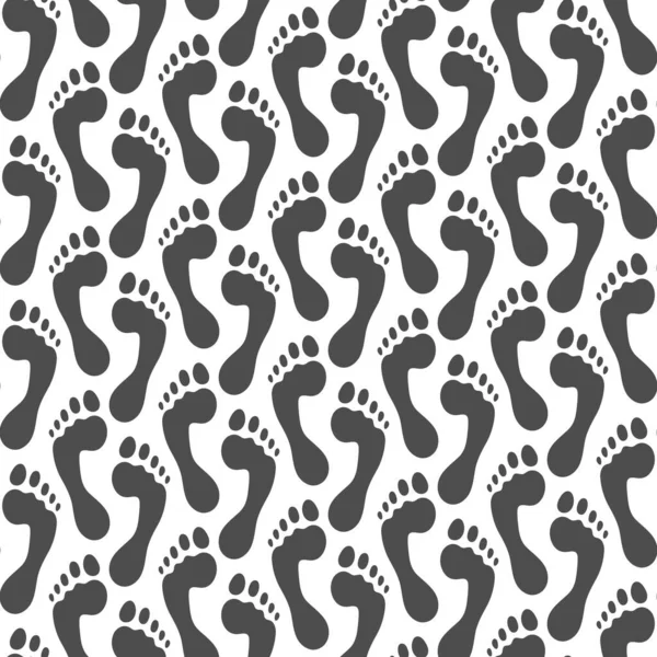 Seamless Pattern Footprint Feet Footstep Vector Background Isolated Objects White — Stock Vector