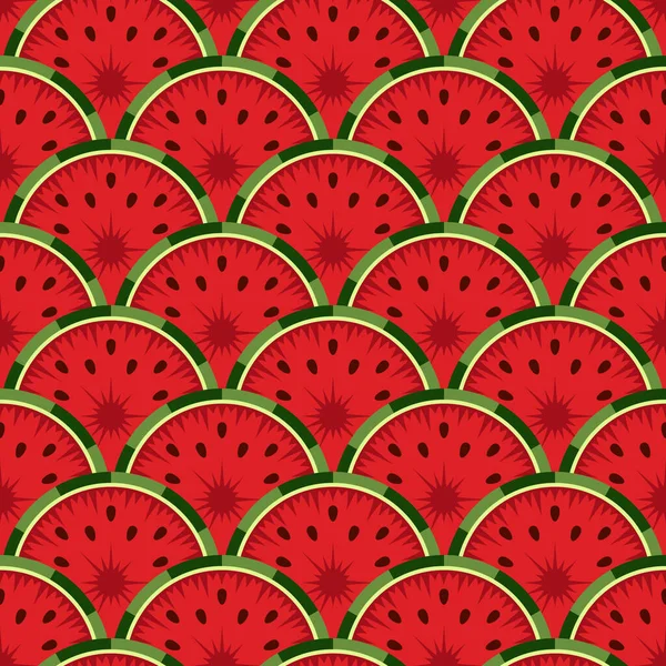 Seamless Pattern Cut Red Watermelon Vector Colorful Background — Stockvector