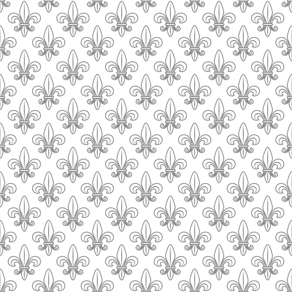 Black White Seamless Pattern Fleur Lis Heraldic Lily Vector Background — Stockvector