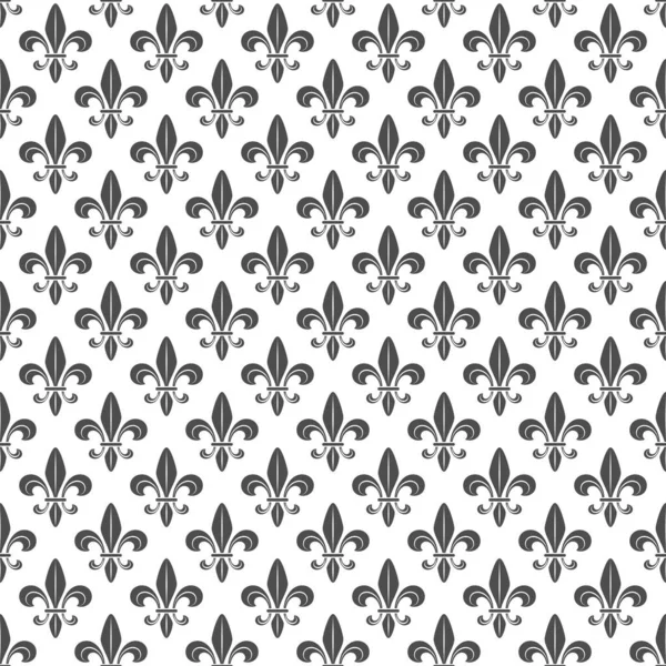 Black White Seamless Pattern Fleur Lis Heraldic Lily Vector Background — ストックベクタ