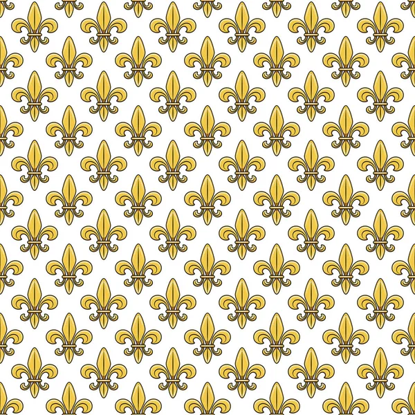 Seamless Pattern Gold Fleur Lis Heraldic Lily Vector Colored Background — Stockvector