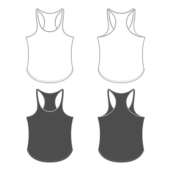 Set Black White Illustrations Sports Jersey Shirt Fitness Isolated Vector — Vetor de Stock