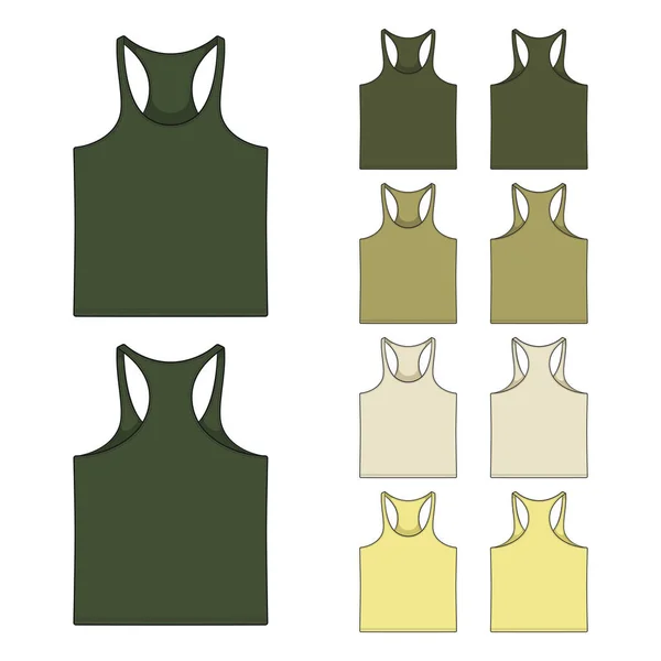 Set Color Illustrations Sports Khaki Green Jersey Shirt Fitness Isolated — Vetor de Stock