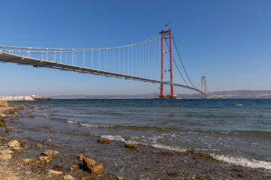 İki kıtayı birbirine bağlayan yeni köprü 1915 kanakkale köprüsü (dardanelles köprüsü), Çanakkale, Türkiye