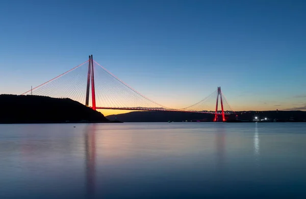 Yavuz Sultan Selim Bridge Night Exposure Stanbul Turkey — Stock Photo, Image