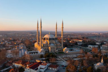 Edirne 'de Selimiye Camii dış görünüşü. Edirne Osmanlı İmparatorluğu 'nun başkentiydi..