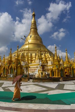 Yangon, Myanmar, November 12, 2016: religious belief places, pagodas and daily living spaces