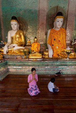 Yangon, Myanmar, November 12, 2016: religious belief places, pagodas and daily living spaces