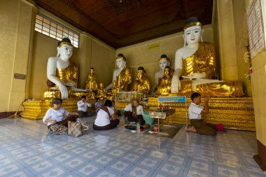 Yangon, Myanmar, November 12, 2016: religious belief places, pagodas and daily living spaces