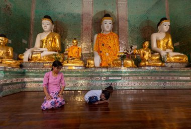 Yangon, Myanmar, November 12, 2016: religious belief places, pagodas and daily living spaces