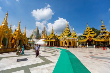 Yangon, Myanmar, November 12, 2016: religious belief places, pagodas and daily living spaces