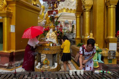 Yangon, Myanmar, November 12, 2016: religious belief places, pagodas and daily living spaces