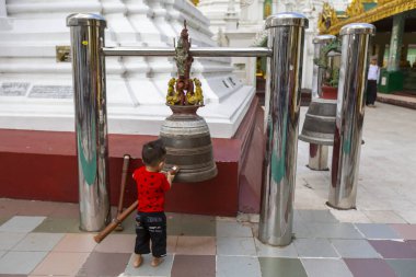 Yangon, Myanmar, November 12, 2016: religious belief places, pagodas and daily living spaces