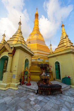 Yangon, Myanmar, November 12, 2016: religious belief places, pagodas and daily living spaces