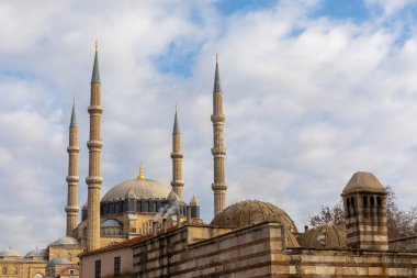 Edirne 'de Selimiye Camii dış görünüşü. Edirne Osmanlı İmparatorluğu 'nun başkentiydi..