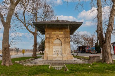 Edirne, Turkey - December 22, 2021 : Haci Adil Bey Fountain view in Edirne City of Turkey