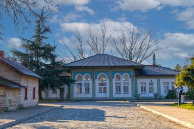 Edirne, Turkey, December 23, 2021: View of old historical train station building,  of Edirne, Turkey