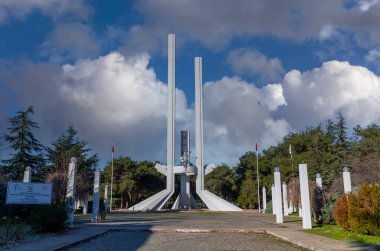 Edirne, Turkey - December 24, 2021 : Lausanne Monument view in Edirne City of Turkey