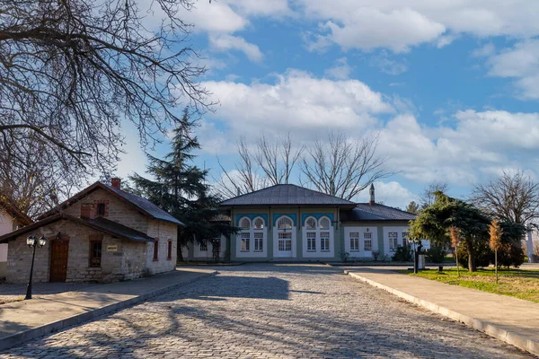 Edirne, Turkey, December 23, 2021: View of old historical train station building,  of Edirne, Turkey