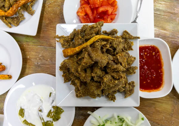 Edirne Ciger One Famous Food Edirne Turkey Beef Liver Cooked — Stok fotoğraf
